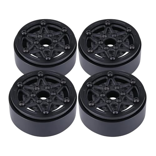 SONHWNGE 4 stücke 1,9 Zoll Carbon Fibre Felge mit Bremsscheiben for 1/10 RC Auto for Wraith SCX10 TRX4 Capra VS4-10 RC4WD KM2 LCG(A-Black) von SONHWNGE