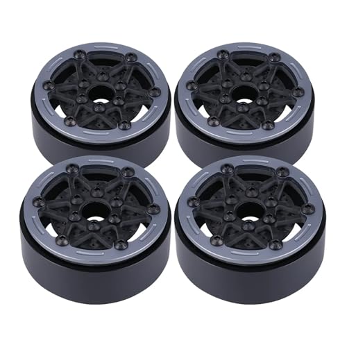 SONHWNGE 4 stücke 1,9 Zoll Carbon Fibre Felge mit Bremsscheiben for 1/10 RC Auto for Wraith SCX10 TRX4 Capra VS4-10 RC4WD KM2 LCG(A-Grey) von SONHWNGE