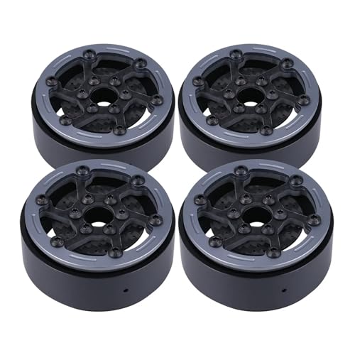 SONHWNGE 4 stücke 1,9 Zoll Carbon Fibre Felge mit Bremsscheiben for 1/10 RC Auto for Wraith SCX10 TRX4 Capra VS4-10 RC4WD KM2 LCG(B-Grey) von SONHWNGE