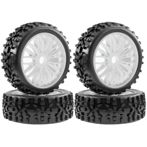 SONHWNGE 4 stücke 115mm 1/8 RC Off-Road Buggy Auto Rad Reifen Reifen 17mm Hex for ARR-MA for Typhon for Redcat for Losi RC Auto(White) von SONHWNGE