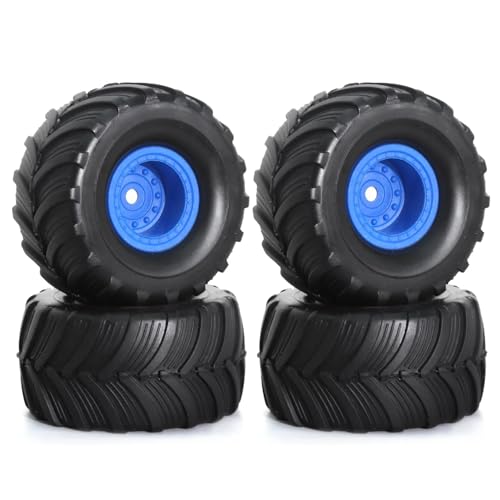 SONHWNGE 4 stücke 52mm 1,0 "Monster Truck Felge Reifen Set for 1/18 TRX4M 1/24 for FMS FCX24 for axial SCX24 AX24 RC Crawler Auto Upgrade Teile(Blauw) von SONHWNGE