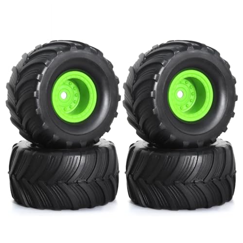 SONHWNGE 4 stücke 52mm 1,0 "Monster Truck Felge Reifen Set for 1/18 TRX4M 1/24 for FMS FCX24 for axial SCX24 AX24 RC Crawler Auto Upgrade Teile(Green) von SONHWNGE