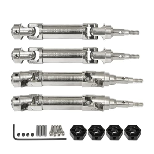 SONHWNGE 4 stücke Edelstahl Vorderachse Welle und Hinten Antriebswelle for 1/10 for Trax-xas Slash 2WD 4X4 Rustler RC Auto Upgrade Zubehör(Silver) von SONHWNGE