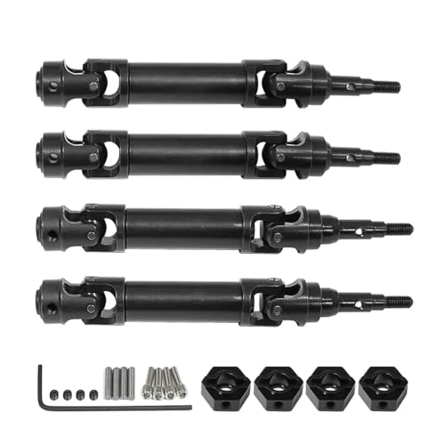 SONHWNGE 4 stücke Edelstahl Vorderachse Welle und Hinten Antriebswelle for 1/10 for Trax-xas Slash 2WD 4X4 Rustler RC Auto Upgrade Zubehör(Zwart) von SONHWNGE