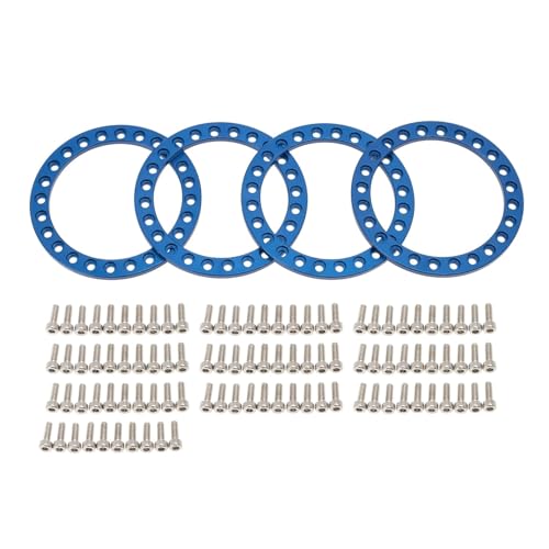 SONHWNGE 4 stücke Metall 1,9 Zoll Beadlock Rad Äußere Beadlock Ring for 1/10 RC Crawler Axial Scx10 90046 for TRAX-XAS TRX4 D90 1,9 Rad Felgen(Blauw) von SONHWNGE