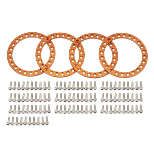 SONHWNGE 4 stücke Metall 1,9 Zoll Beadlock Rad Äußere Beadlock Ring for 1/10 RC Crawler Axial Scx10 90046 for TRAX-XAS TRX4 D90 1,9 Rad Felgen(Orange) von SONHWNGE
