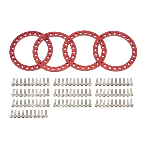 SONHWNGE 4 stücke Metall 1,9 Zoll Beadlock Rad Äußere Beadlock Ring for 1/10 RC Crawler Axial Scx10 90046 for TRAX-XAS TRX4 D90 1,9 Rad Felgen(Rood) von SONHWNGE