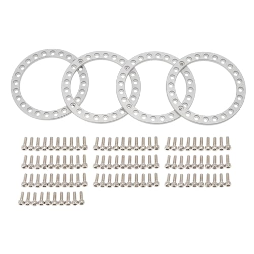 SONHWNGE 4 stücke Metall 1,9 Zoll Beadlock Rad Äußere Beadlock Ring for 1/10 RC Crawler Axial Scx10 90046 for TRAX-XAS TRX4 D90 1,9 Rad Felgen(Silver) von SONHWNGE