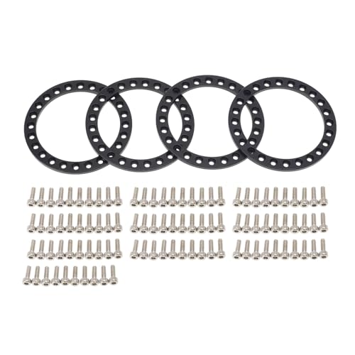 SONHWNGE 4 stücke Metall 1,9 Zoll Beadlock Rad Äußere Beadlock Ring for 1/10 RC Crawler Axial Scx10 90046 for TRAX-XAS TRX4 D90 1,9 Rad Felgen(Zwart) von SONHWNGE