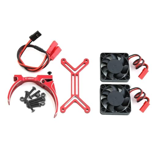 SONHWNGE 4985 1717 Motor Kühlkörper Dual Lüfter Kühlkörper 47-49mm for 1/5 X-MAXX XRT for ARR-ma for Kraton Outcast RC Auto Upgrade Teile(Rood) von SONHWNGE