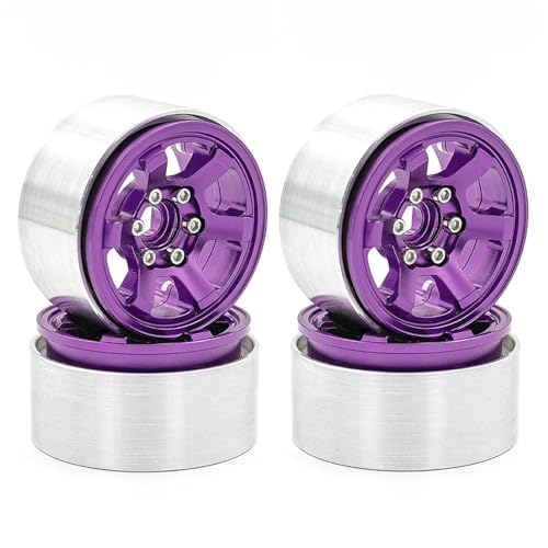 SONHWNGE 4PCS Metall 1,9 Beadlock Felge Nabe 1/10 for Trxs for Hsp for Redcat Rc4wd for Tam-iya for axial SCX10 D90 for HPI RC Auto Ersatzteil(Purple) von SONHWNGE