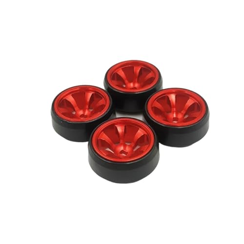 SONHWNGE 4PCS Metall Radnabe Drift Reifen for Rc 1:28 for Wltoys K989 K969 for Mini-Q for Mini-Z HGD1 for DRZ for XRX(Rood) von SONHWNGE