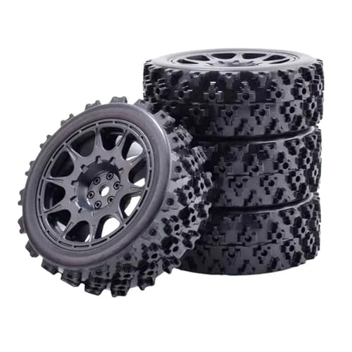 SONHWNGE 4Pcs 70mm 1/10 RC Off-Road Auto Gummi Reifen Rad Reifen Vorne for WLtoys 144001 144002 for MJX 16207 16208 MN128 86s G500 for WPL C24-1(B-Black) von SONHWNGE