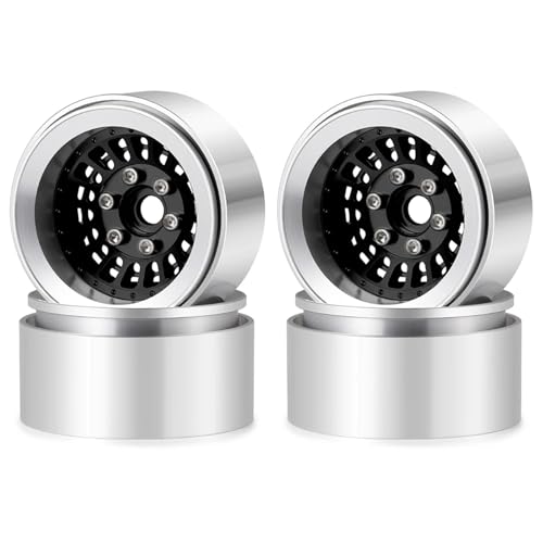 SONHWNGE 4Pcs Aluminium Legierung 30mm 1,9 Zoll Beadlock Rad Felgen Naben for Axial SCX10 TRX-4 1/10 RC Crawler Auto Upgrade Teile(Black Silver) von SONHWNGE