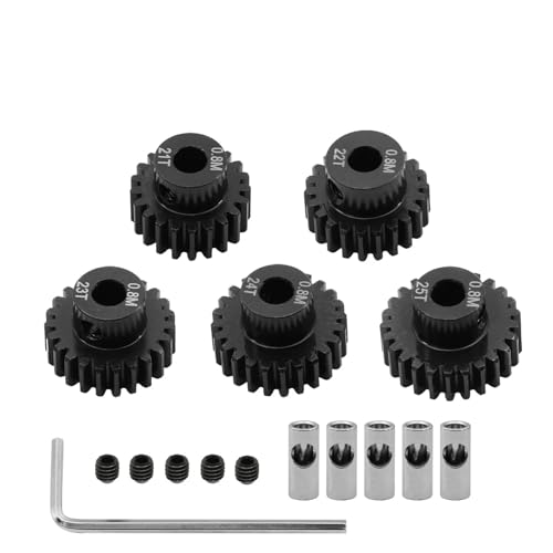 SONHWNGE 5 Stück 0,8 M 32 P 3,175 5 mm 11 T 13 T 15 T 17 T 18 T 20 T 24 T 28 T 30 T 35 T Ritzel aus gehärtetem Stahl Motorgetriebe for 1/8 1/10 RC-Modellauto(21T 22T 23T 24T 25T) von SONHWNGE