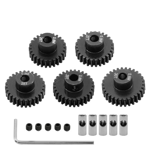 SONHWNGE 5 Stück 0,8 M 32 P 3,175 5 mm 11 T 13 T 15 T 17 T 18 T 20 T 24 T 28 T 30 T 35 T Ritzel aus gehärtetem Stahl Motorgetriebe for 1/8 1/10 RC-Modellauto(26T 27T 28T 29T 30T) von SONHWNGE