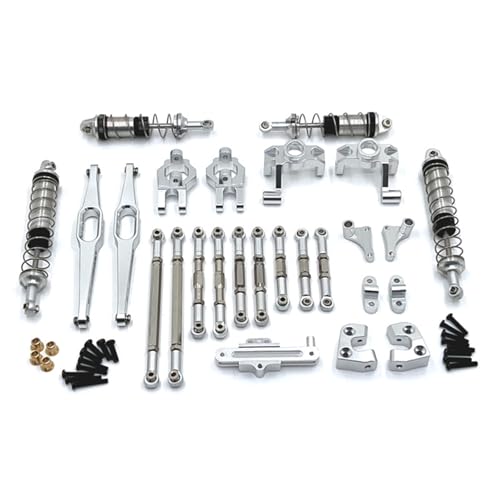 SONHWNGE Geeignet for WLtoys 1/12 12429 RC Autoteile Metall Upgrade Stoßdämpferstange Lenkbecher Kit(Silver) von SONHWNGE