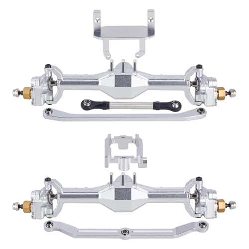 SONHWNGE Messing Aluminium TRX4M Diamant Portal + 10mm Achse mit Lay Down Servo Mount & Links for 1/18 RC Crawler Auto TRX4-M Upgrade Teile(Aluminum Silver) von SONHWNGE