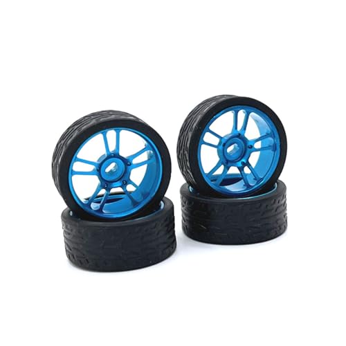 SONHWNGE Metall Upgrade Zwei Breite Und Zwei Schmale 26,5mm Außendurchmesser Racing Rad for WLtoys for Mosquito Auto for KYOSHO 1/28 RC Auto Teile(Sky Blue) von SONHWNGE