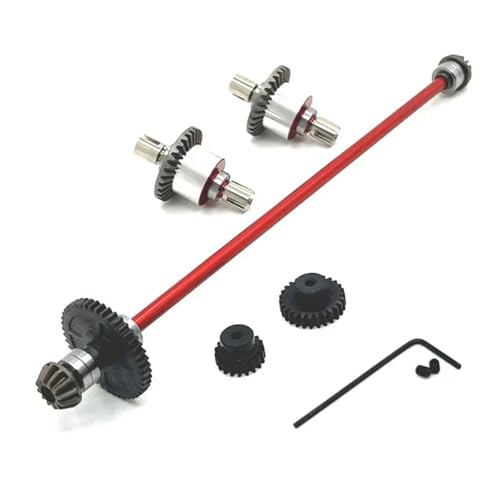 SONHWNGE Metall-Zentralgetriebewellen-Differentialsatz, Upgrade-Zubehörsatz for Wltoys 1/12 RC-Auto 124016 124019 124007 124008(Rood) von SONHWNGE