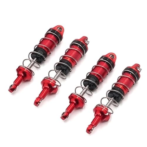 SONHWNGE RC Auto 4 Stück Metall Öl Stoßdämpfer Dämpfer for SCY 16101 16102 16103 1/16 RC Auto Upgrade Teile Zubehör(Rood) von SONHWNGE