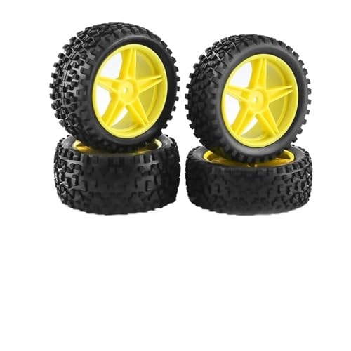 SONHWNGE RS Verschleißfeste Offroad-Reifen Kunststofffelge Gummireifen 1:10 RC-Auto for HSP 94107 94166 94106 94155 for Tam-iya for Wltoys 144001(Yellow) von SONHWNGE