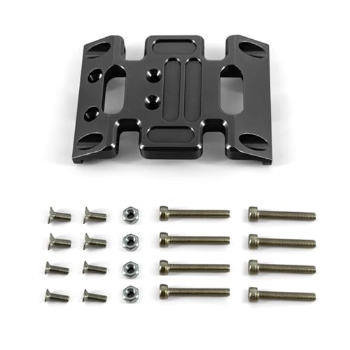 SONHWNGE for Axial Scx10 Upgrades Teile Metall Aluminium Legierung Chassis Getriebe Montieren Getriebe Halter Skid Platte for 1/10 Rc Auto Zubehör(Zwart) von SONHWNGE