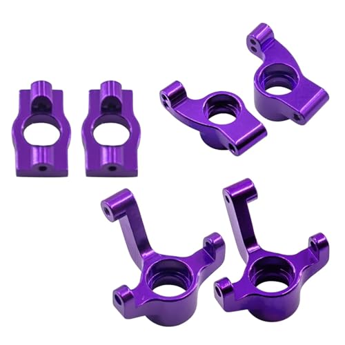 Vordere Achsschenkel, Nachlaufblöcke, C-Naben und Hinterradnaben, Meta-Aluminium, for Losi Micro B, Upgrade-Teile, 1/24 Zubehör, RC-Auto(Purple) von SONHWNGE