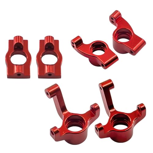 Vordere Achsschenkel, Nachlaufblöcke, C-Naben und Hinterradnaben, Meta-Aluminium, for Losi Micro B, Upgrade-Teile, 1/24 Zubehör, RC-Auto(Rood) von SONHWNGE