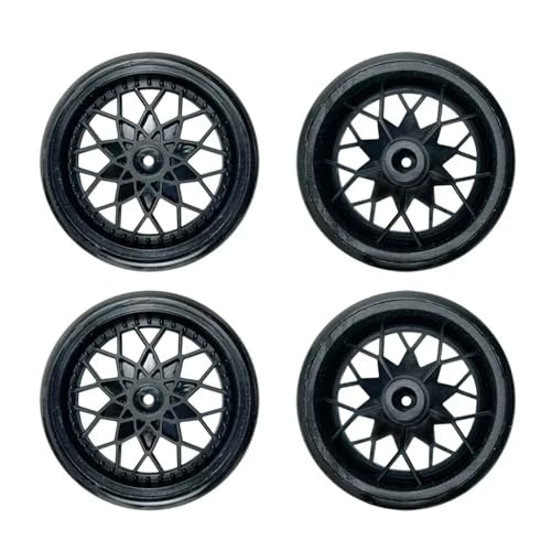 for WPL D12 Reifen 4 stücke Upgrade Felge Rad Naben Gummi Reifen RC Auto Ersatzteile Zubehör(Zwart) von SONHWNGE