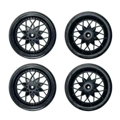 for WPL D12 Reifen 4 stücke Upgrade Felge Rad Naben Gummi Reifen RC Auto Ersatzteile Zubehör(Zwart) von SONHWNGE