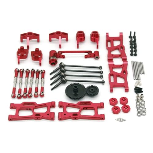 for Wltoys 144001 124016 124017 124019 124018 RC ferngesteuertes Auto 4MD Allzweck-Metall-Upgrade-Zubehör Zerbrechliches Set(Rood) von SONHWNGE