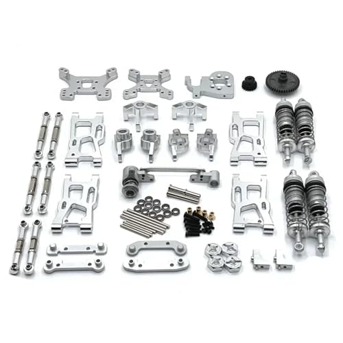 for Wltoys 144001 144010 124017 124019 124007 for RIaarIo XDKJ-001 XDKJ-006 AM-X12 Metall Upgrade Teile Kit RC Auto OP Zubehör(Silver) von SONHWNGE