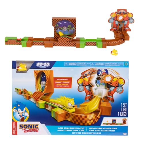 SONIC THE HEDGEHOG Go Go Racers Deluxe Spielset mit Diecast Super Sonic Figur, kombiniert mit dem Sonic Adventure Spielset und Knuckles Adventure Spielset SONIC THE HEDGEHOG Go Go Racers Deluxe Spielset mit Diecast Super Sonic Figur, kombiniert mit dem Sonic Adventure Spielset und Knuckles Adventure Spielset von SONIC THE HEDGEHOG