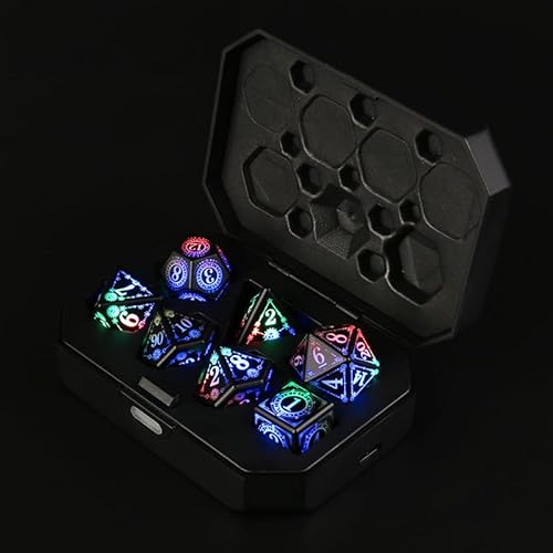 Wiederaufladbare DND-Würfel mit Ladebox, 7 elektronische LED-Würfel, Dungeons and Dragons Polyeder-Sets für Tabletop-Spiele D&D MTG Pathfinder Rollenspiel von SONLED