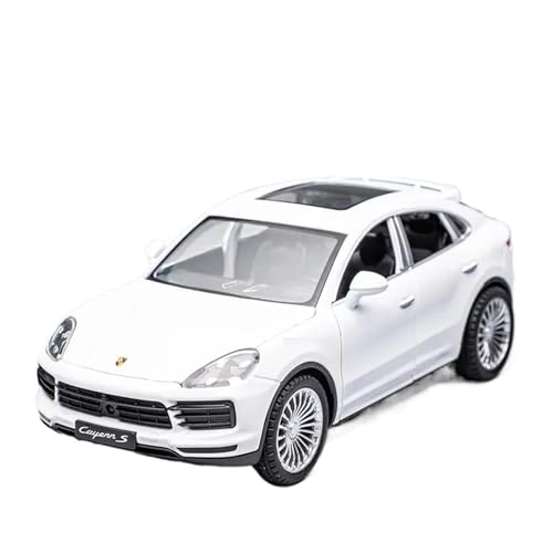 SONNIES for Porsche Cayenne S Turbo SUV Legierung Druckguss Metall Spielzeug Auto Modell Simulation Sound Licht Sammlung Kinder Geschenk 1:24 (Color : White with Box) von SONNIES