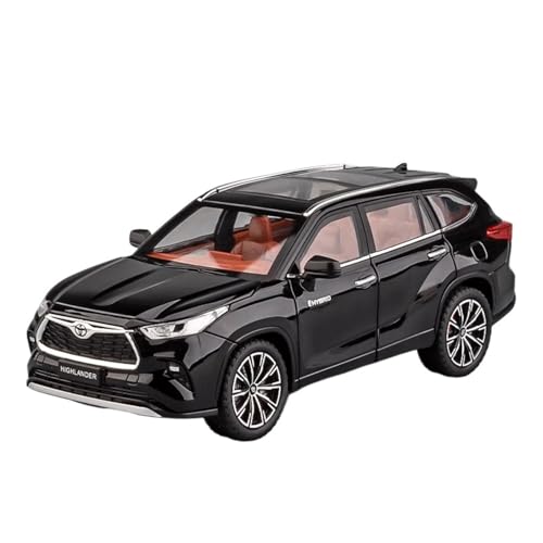 SONNIES for Toyota Highlander SUV Legierung Druckguss Spielzeug Metall Geländewagen Automodell Simulation Sound Und Licht 1:24 (Color : Schwarz) von SONNIES