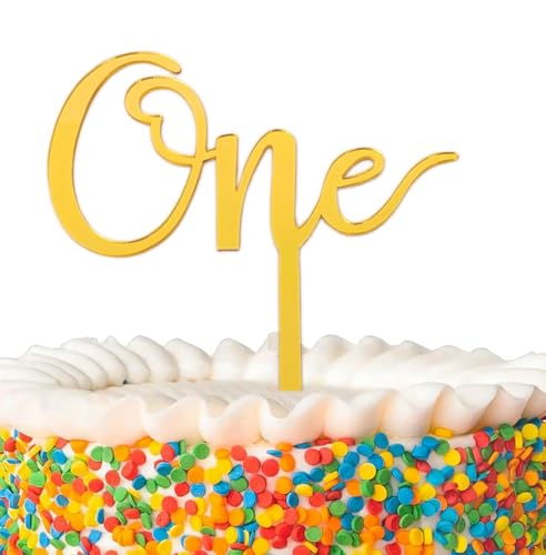 Gold Kuchendekoration zum 1. Geburtstag, 1. Geburtstag, für Kinder, Britdhay Party-Dekoration, doppelseitig, Jahrestag (eins) von SONSMER