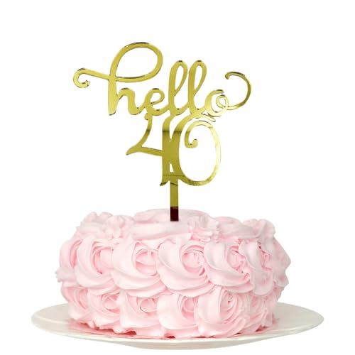 Hello 40 goldene Acryl-Kuchenaufsätze – Dekoration für 40. Geburtstag – Kuchendekoration und Dekorationen Hello 40 goldene Acryl-Kuchenaufsätze – Dekoration für 40. Geburtstag – Kuchendekoration und Dekorationen von SONSMER