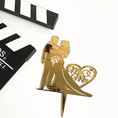 Tortenaufsatz "Mr & Mrs" – Acryl Love Wedding Cake Topper – Lustige Braut & Bräutigam (Gold) von SONSMER