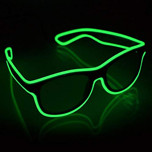 SOOOEC Kabellose leuchtende LED-Brille mit Blinkmodus Glow in Dark Party für Rave-Party, Halloween, Weihnachten, Disco, Konzert, EDM (grün) von SOOOEC