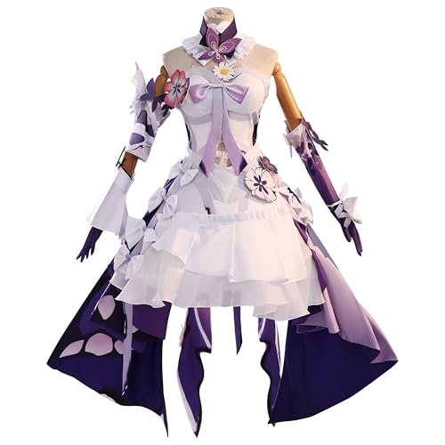 SOOYOOYOO Castorice Cosplay Kleid Weiß-Lila mit Blumenapplikationen Mehrlagiges Design mit Rüschen und Schleifen für Halloween Conventions Rollenspiel(Weiblich,S) von SOOYOOYOO
