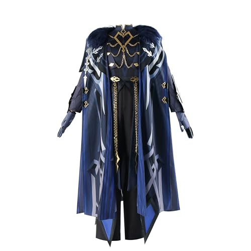 SOOYOOYOO Genshin Impact Cosplay II Capitano Kostüm Blau-Schwarz mit Goldketten Fantasy-Rollenspiel Cosplay Outfit Ideal für Cosplay und Anime-Fans(Unisex,XXL) von SOOYOOYOO