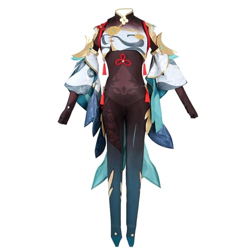 SOOYOOYOO Genshin Impact Cosplay Shenhe Kostüm Komplettset inklusive Bodysuit Schulterstücken Accessoires Ideal für Karneval und Anime-Fans (Weiblich, M) von SOOYOOYOO