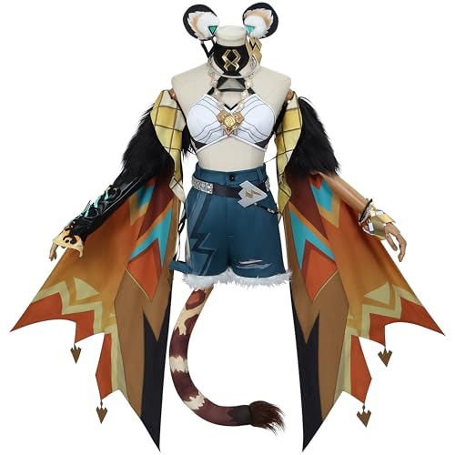 SOOYOOYOO Genshin Impact Cosplay Xilonen Kostüm mit Shorts und Auffälliges Top Accessoires Ideal für Karneval und Anime-Fans(Weiblich,XS) von SOOYOOYOO