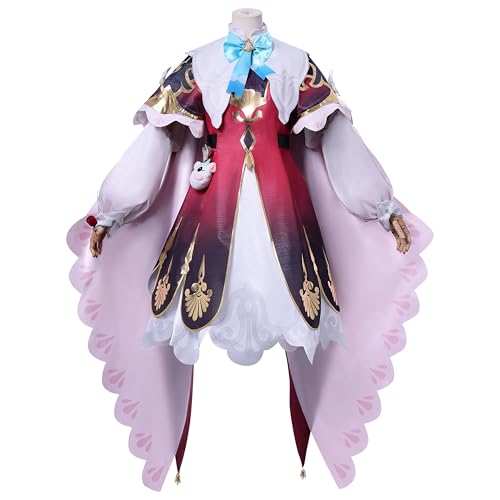 SOOYOOYOO Hyacine Cosplay Kleid mit Schleife Rot-Weiß mit Goldverzierungen für Halloween Conventions Rollenspiel(Weiblich,XXL) von SOOYOOYOO