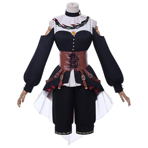 SOOYOOYOO Mitsumi Uika Cosplay Kostüm Schwarz-Weißes Kleid mit braunem Korsett Spitzenbesatz Komplettes Set für Halloween-Conventions und Rollenspiele (Unisex, M) von SOOYOOYOO