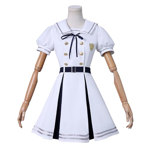 SOOYOOYOO Tsukino Mori Cosplay Kostüm Weißes Kleid Goldknöpfen und Gürtel für Halloween Conventions Rollenspiel(Weiblich,XXL) von SOOYOOYOO