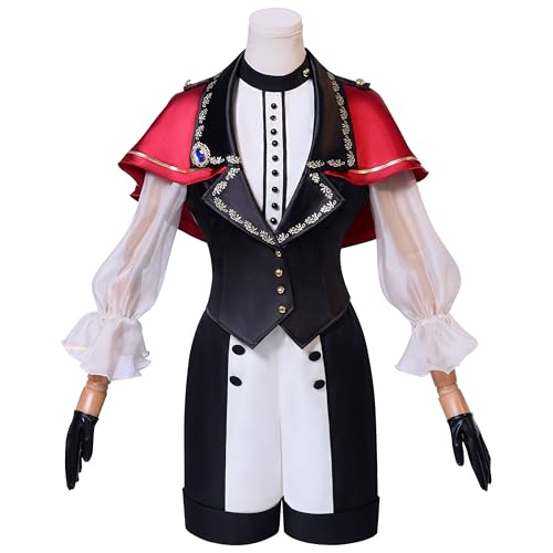 SOOYOOYOO Umiri Yahata Cosplay Kostüm Roter Umhang Schwarze Weste und Weiße Rüschenärmel Komplettes Set für Halloween Conventions & Rollenspiel (Unisex, XXL) von SOOYOOYOO