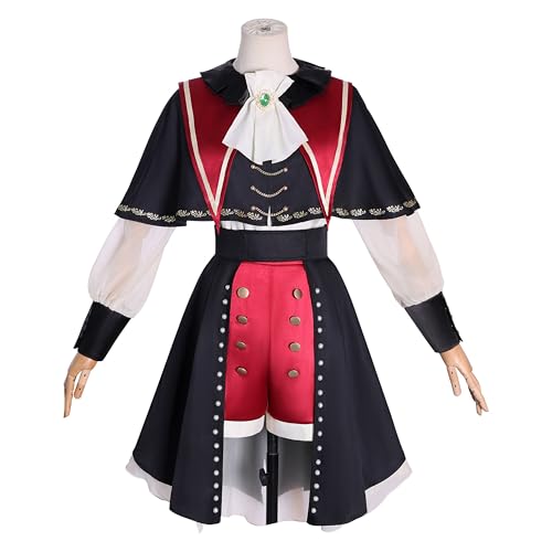 SOOYOOYOO Wakaba Mutsumi Cosplay Kostüm Schwarzes und rotes Kleid mit weißen Akzenten Accessoires Komplettes Set für Halloween Conventions & Rollenspiel (Unisex, M) von SOOYOOYOO